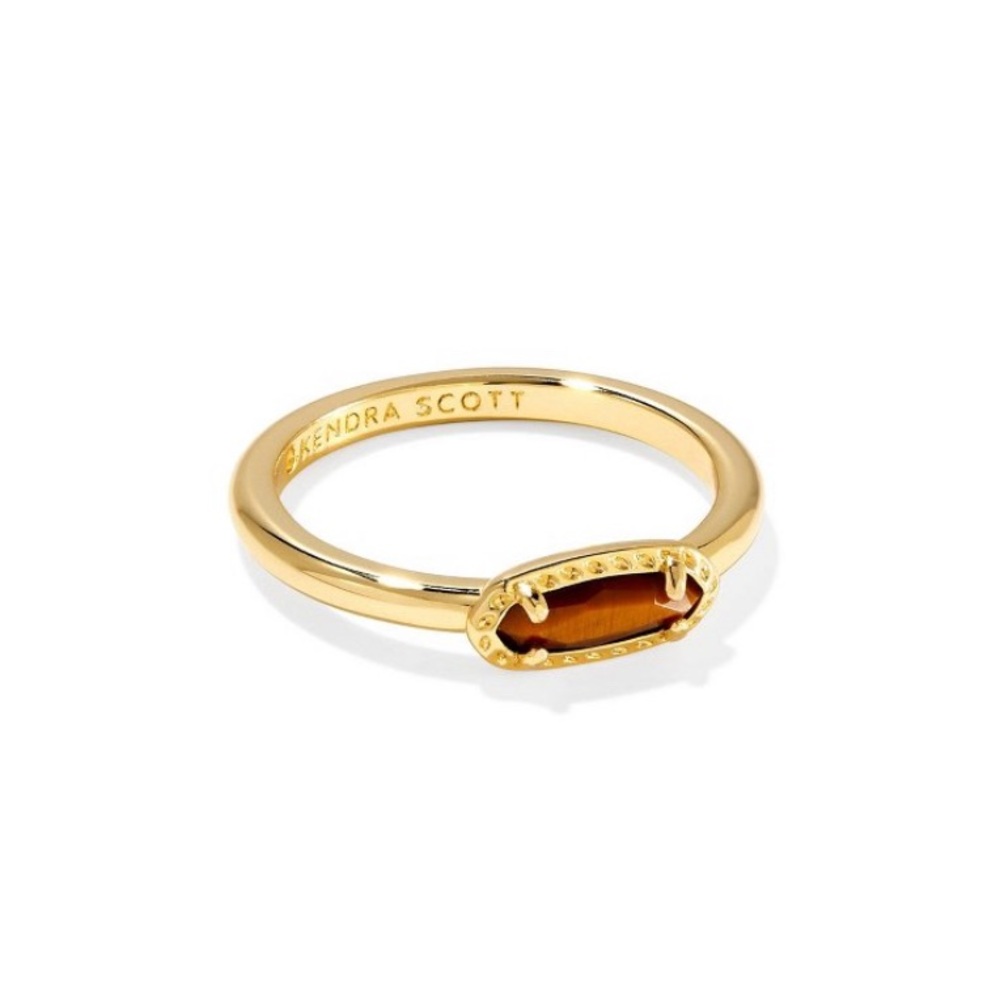 Kendra Scott Emma 14k Gold Over Band Ring Tigers Eye